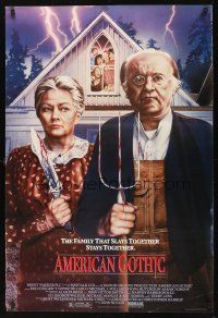 7y026 LOT OF 10 UNFOLDED AMERICAN GOTHIC VIDEO ONE-SHEETS lot '88 a family that slays together!