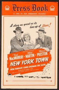 7y243 NEW YORK TOWN English pressbook '41 Mary Martin between Fred MacMurray & Robert Preston!