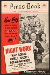 7y244 NIGHT WORK English pressbook '39 Mary Boland, Charlie Ruggles, super young Donald O'Connor!