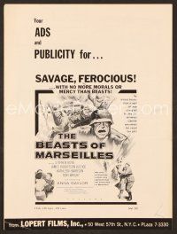 7y251 BEASTS OF MARSEILLES pressbook '59 they made a living hell for every man and woman!