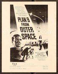 7y309 PLAN 9 FROM OUTER SPACE pressbook '58 directed by Ed Wood, arguably the worst movie ever!