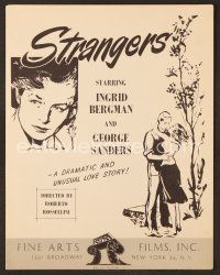7y326 STRANGERS pressbook '55 Ingrid Bergman, directed by Roberto Rossellini