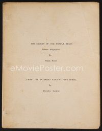 7y123 SECRET OF THE PURPLE REEF script '60 screenplay by Anson Bond!