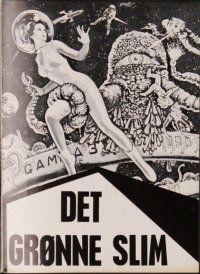 7y152 GREEN SLIME Danish program '68 classic cheesy sci-fi movie, art of sexy astronaut & monster!