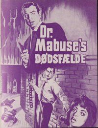 7y156 INVISIBLE DR MABUSE Danish program '62 Die unsichtbaren Krallen des Dr. Mabuse, Lex Barker