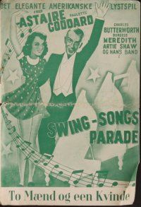7y174 SECOND CHORUS Danish program '40 different images & art of Fred Astaire & Paulette Goddard!