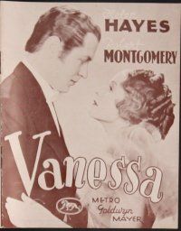 7y181 VANESSA: HER LOVE STORY Danish program '35 pretty Helen Hayes & Robert Montgomery!