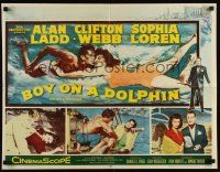 7z275 BOY ON A DOLPHIN 1/2sh '57 art of Alan Ladd & sexiest Sophia Loren swimming underwater!