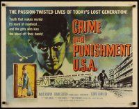 7z315 CRIME & PUNISHMENT U.S.A. style A 1/2sh '59 cool art of George Hamilton in his first role!