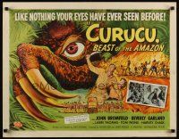 7z321 CURUCU, BEAST OF THE AMAZON style A 1/2sh '56 Universal horror, monster art by Reynold Brown!