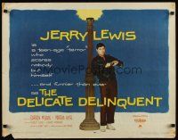 7z336 DELICATE DELINQUENT 1/2sh '57 wacky teen-age terror Jerry Lewis leaning on light post!