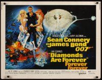 7z341 DIAMONDS ARE FOREVER 1/2sh '71 art of Sean Connery as James Bond by Robert McGinnis!