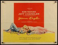 7z449 JEANNE EAGELS style A 1/2sh '57 best romantic artwork of Kim Novak & Jeff Chandler!
