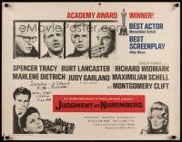 7z454 JUDGMENT AT NUREMBERG 1/2sh '62 Spencer Tracy, Judy Garland, Burt Lancaster, Dietrich!