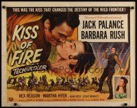 7z467 KISS OF FIRE style B 1/2sh '55 romantic art of Jack Palance as El Tigre & sexy Barbara Rush!