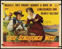 7z473 LAST STAGECOACH WEST style A 1/2sh '57 Jim Davis & Mary Castle w/guns on runaway stagecoach!