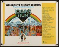 7z492 LOGAN'S RUN int'l 1/2sh '76 art of Michael York & Jenny Agutter running away by Charles Moll!