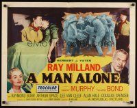 7z511 MAN ALONE style A 1/2sh '55 art of star & director Ray Milland carrying Mary Murphy!