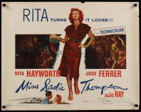 7z520 MISS SADIE THOMPSON 2-D 1/2sh '53 sexy Rita Hayworth swinging purse & turning it loose!