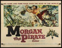 7z524 MORGAN THE PIRATE 1/2sh '61 Morgan il pirate, art of barechested swashbuckler Steve Reeves!