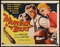 7z527 MURDER IS MY BEAT style A 1/2sh '55 Barbara Payton, just a a kiss & a gun between them!