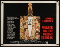 7z529 MURDER ON THE ORIENT EXPRESS 1/2sh '74 Agatha Christie, great art of cast by Richard Amsel!