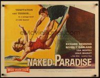 7z530 NAKED PARADISE 1/2sh '57 art of super sexy falling Beverly Garland caught by hook!