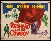7z579 REDHEAD & THE COWBOY style B 1/2sh '51 romantic close up of Glenn Ford & Rhonda Fleming!