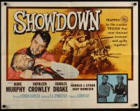 7z619 SHOWDOWN 1/2sh '63 Audie Murphy & enemies chained together + pretty Kathleen Crowley w/gun!
