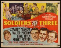 7z636 SOLDIERS THREE style A 1/2sh '51 Granger, Pidgeon & Niven, rough, tough, and riotous!