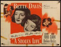 7z655 STOLEN LIFE style A 1/2sh '46 Bette Davis as identical twins with different fates, Glenn Ford