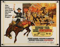 7z667 SUPPORT YOUR LOCAL GUNFIGHTER 1/2sh '71 wacky art of cowboy James Garner on donkey!