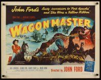 7z717 WAGON MASTER style B 1/2sh '50 John Ford, Ben Johnson, cool artwork of wagon train!