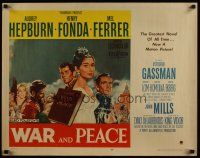7z721 WAR & PEACE red title 1/2sh '56 Audrey Hepburn, Henry Fonda & Mel Ferrer!
