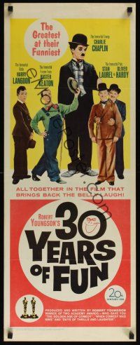 8a007 30 YEARS OF FUN insert '63 Charlie Chaplin, Buster Keaton, Laurel & Hardy, Harry Langdon!