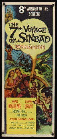 8a012 7th VOYAGE OF SINBAD insert '58 Kerwin Mathews, Ray Harryhausen fantasy classic!