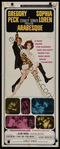 8a033 ARABESQUE insert '66 Gregory Peck, sexy Sophia Loren, ultra mod, ultra mad, ultra mystery!