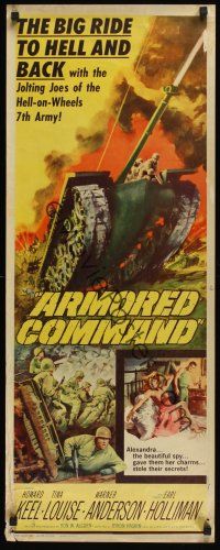 8a034 ARMORED COMMAND insert '61 Burt Reynolds' first movie, great art of tank on battlefield!
