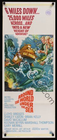 8a035 AROUND THE WORLD UNDER THE SEA insert '66 Lloyd Bridges, great scuba diving fantasy art!