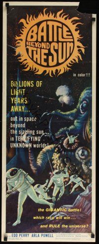 8a043 BATTLE BEYOND THE SUN insert '62 Nebo Zovyot, Russian sci-fi, cool monster art!