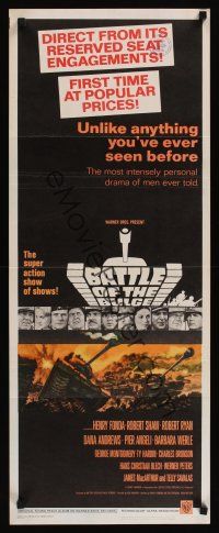 8a046 BATTLE OF THE BULGE insert '66 Henry Fonda, Robert Shaw, cool Jack Thurston tank art!