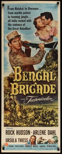 8a054 BENGAL BRIGADE insert '54 Rock Hudson & Arlene Dahl romancing and fighting in India!