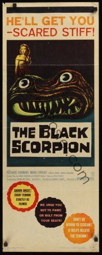 8a065 BLACK SCORPION insert '57 art of wacky creature that looks more laughable than horrible!