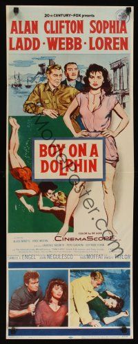 8a079 BOY ON A DOLPHIN insert '57 art of Alan Ladd & sexiest Sophia Loren, Clifton Webb!