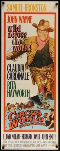8a120 CIRCUS WORLD insert '65 Claudia Cardinale, John Wayne is wild across the world!
