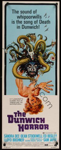 8a177 DUNWICH HORROR insert '70 AIP, wild horror art of Medusa monster attacking woman!