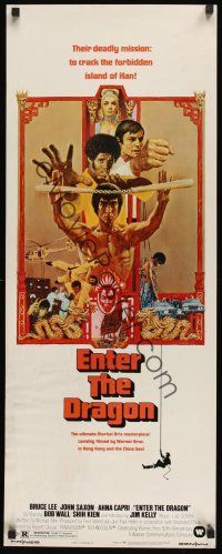 8a189 ENTER THE DRAGON insert '73 Bruce Lee kung fu classic, the movie that made him a legend!