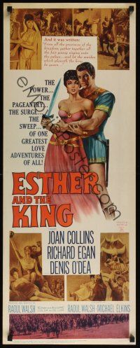 8a192 ESTHER & THE KING insert '60 Mario Bava, art of sexy Joan Collins & Richard Egan embracing!
