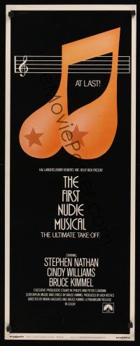 8a210 FIRST NUDIE MUSICAL style B int'l insert '76 the ultimate take-off, sexy music note art!