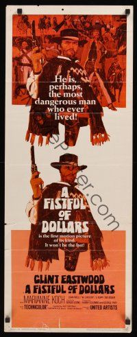 8a211 FISTFUL OF DOLLARS insert '67 Sergio Leone, Clint Eastwood is perhaps the most dangerous man